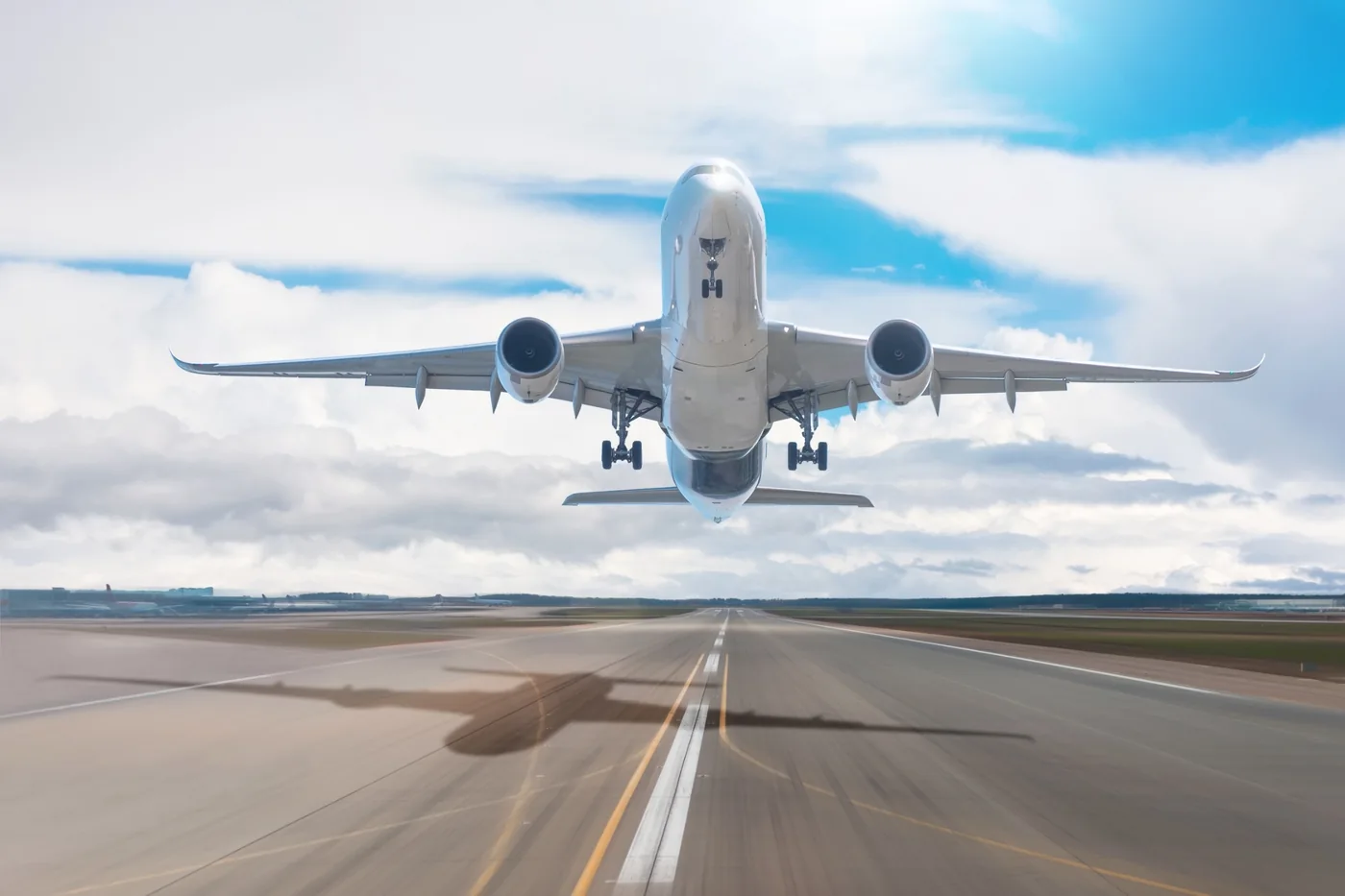 Aircraft departing above an international runway